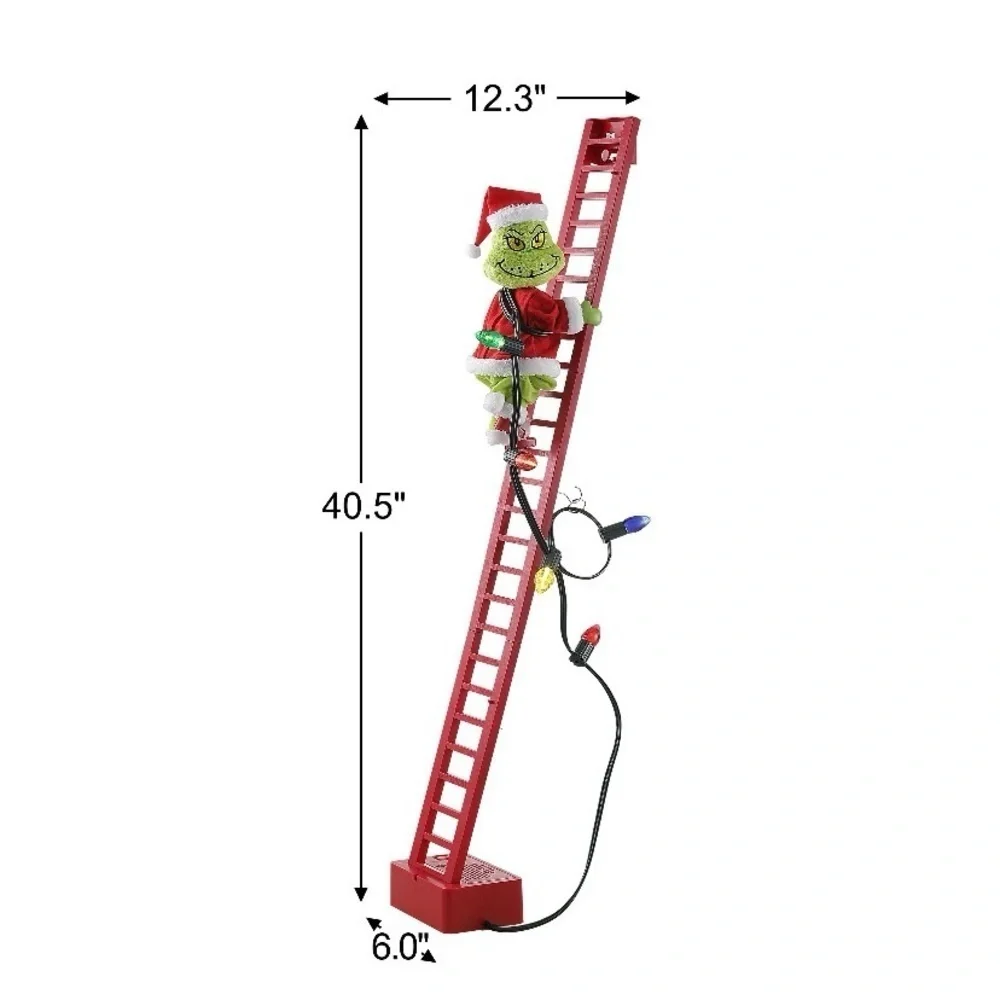 NIB. DR. SEUSS Grinch 40” Super Climbing Grinch with Red Ladder